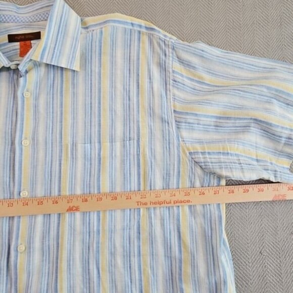 Nyne New You New Energy Shirt Men's 1X Big Short Sleeve Blue Yellow Stripe - Picture 11 of 15